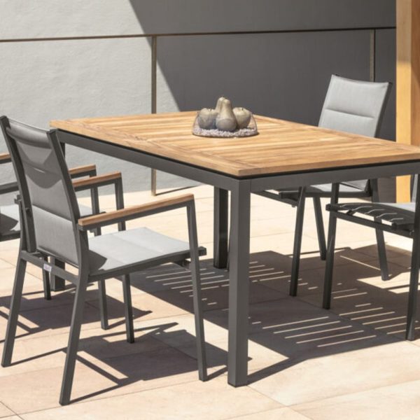 Sedia con Braccioli Impilabile Timber in Alluminio e Textilene Talenti - Antracite - immagine 2