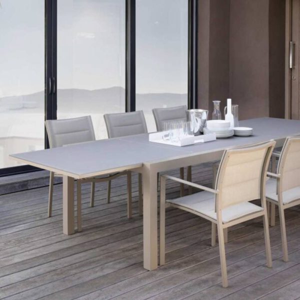Sedia con Braccioli Impilabile Touch in Alluminio e Textilene Talenti - Tortora - immagine 2
