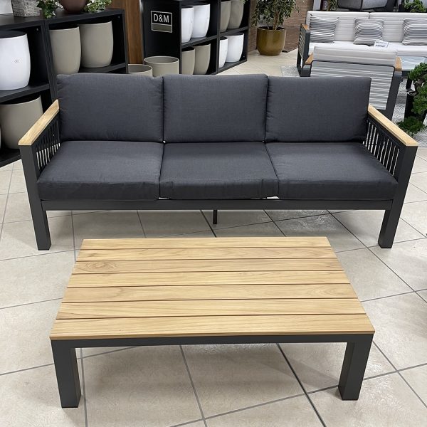Salotto da Esterno Alaska in Alluminio e Teak Giardinia Outdoor - Antracite - immagine 2