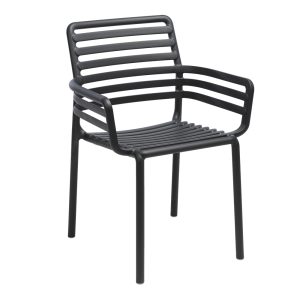 Sedia con Braccioli Impilabile Doga Armchair in Resina Nardi - Antracite