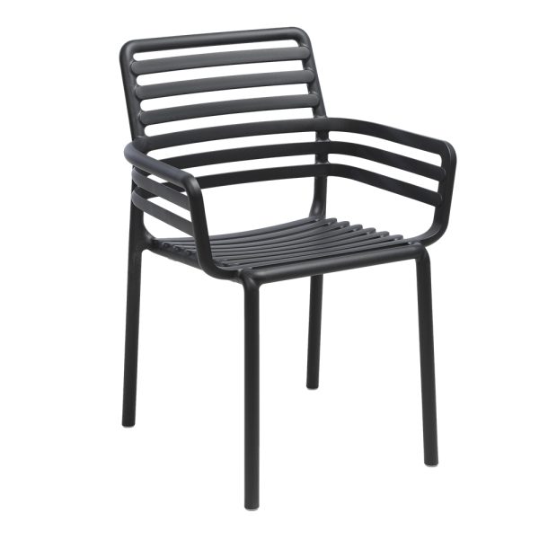 Sedia con Braccioli Impilabile Doga Armchair in Resina Nardi - Antracite