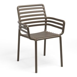 Sedia con Braccioli Impilabile Doga Armchair in Resina Nardi - Tabacco