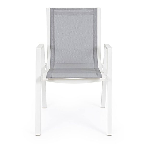Sedia con Braccioli Impilabile Pelagius in Alluminio e Textilene Bizzotto - Bianco - immagine 2