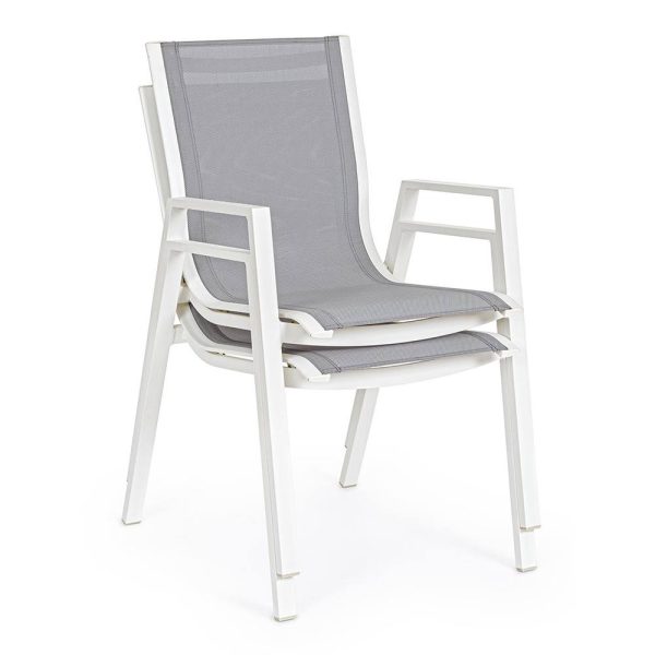 Sedia con Braccioli Impilabile Pelagius in Alluminio e Textilene Bizzotto - Bianco - immagine 3