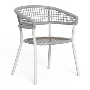 Sedia con Braccioli Moon in Alluminio e Corda Talenti - Bianco