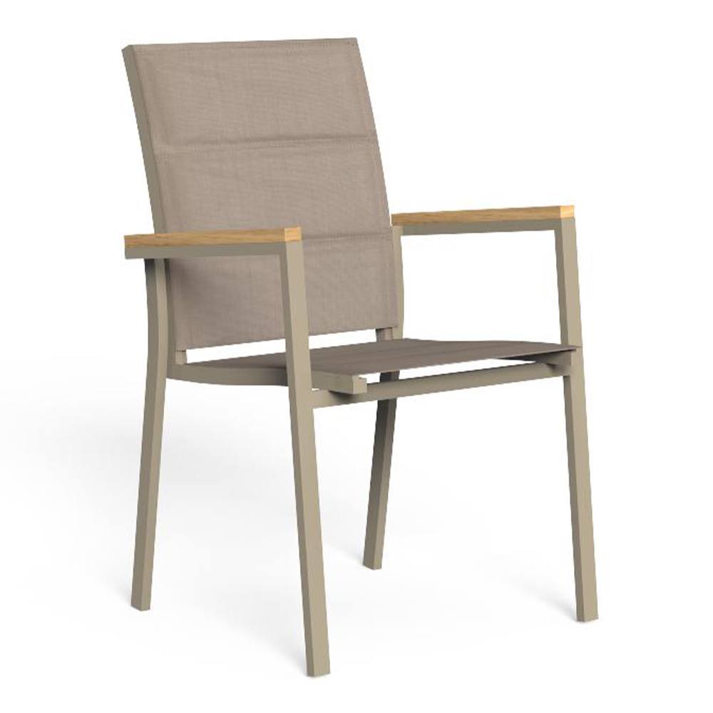 Sedia con Braccioli Impilabile Timber in Alluminio e Textilene