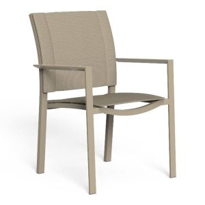 Sedia con Braccioli Impilabile Touch in Alluminio e Textilene Talenti - Tortora