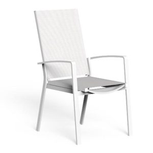 Sedia con Braccioli Reclinabile Lady in Alluminio e Textilene Talenti - Bianco