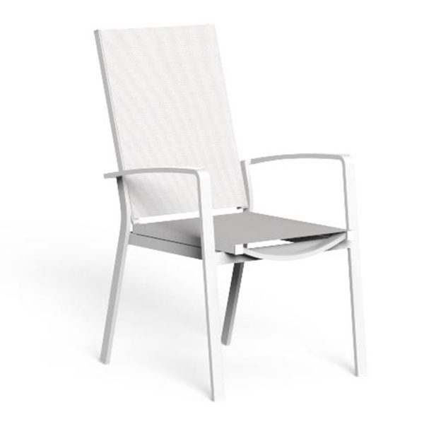 Sedia con Braccioli Reclinabile Lady in Alluminio e Textilene Talenti - Bianco