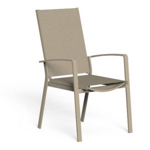 Sedia con Braccioli Reclinabile Lady in Alluminio e Textilene Talenti - Tortora