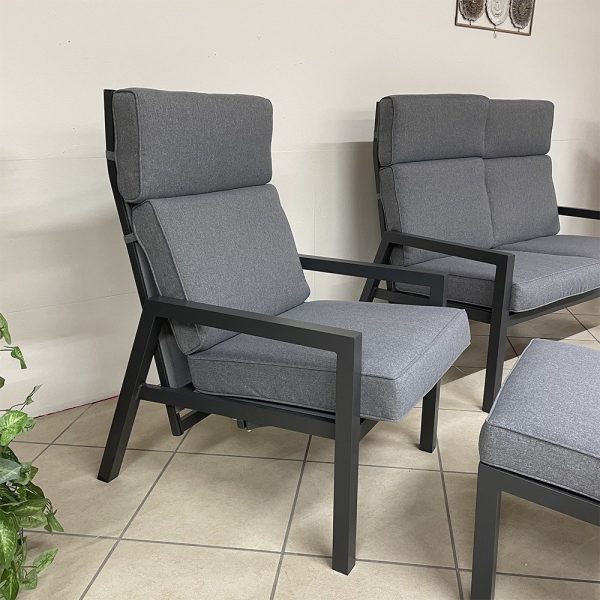 Salotto da Esterno Reclinabile Relax in Alluminio Giardinia Outdoor - Antracite - immagine 3