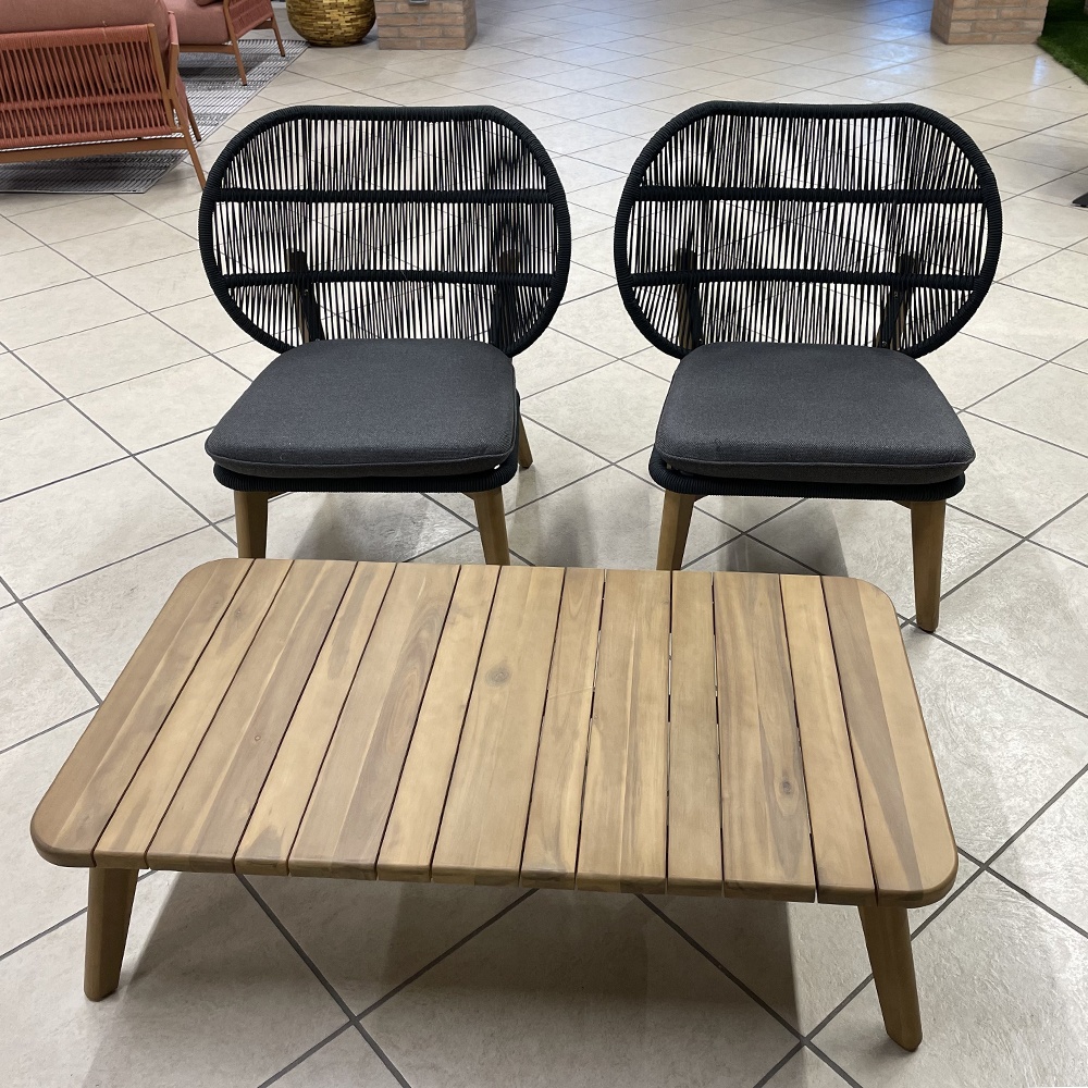 Salotto da Esterno Spoleto in Alluminio e Legno Giardinia Outdoor - Antracite - immagine 2