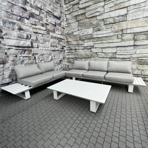 Salotto da Esterno Angolare Mestre in Alluminio Giardinia Outdoor - Bianco