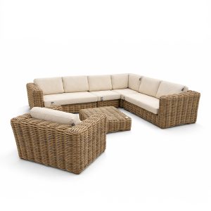 Salotto da Esterno Angolare Cocoon in Rattan Sintetico MV Outdoor - Natural