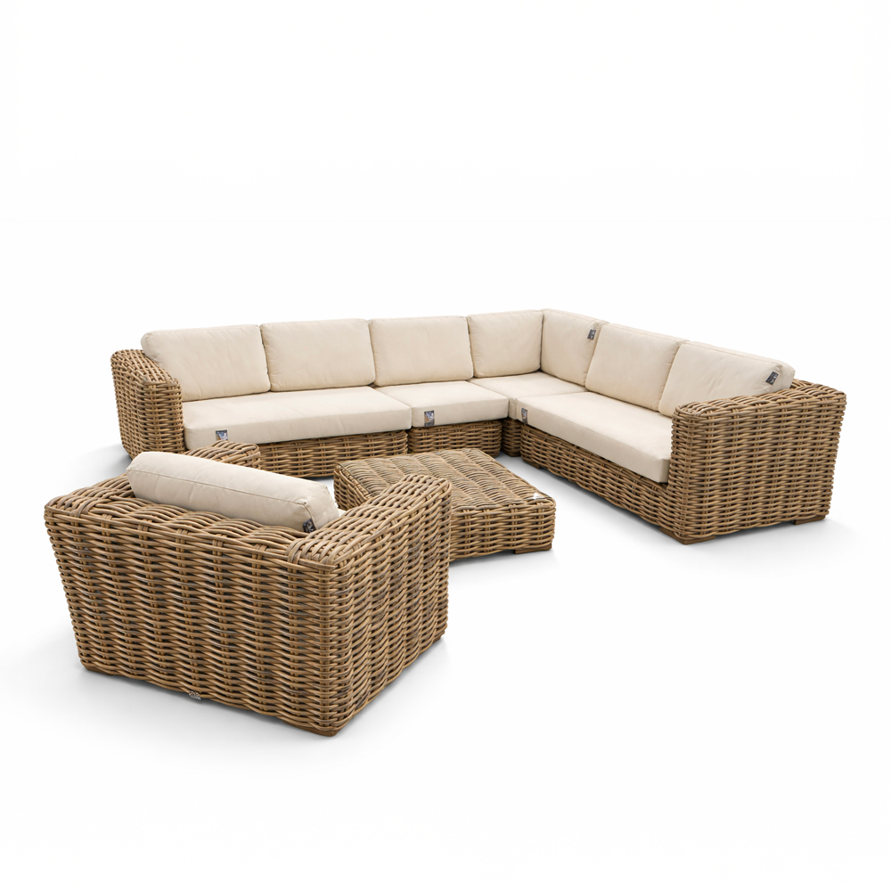Salotto da Esterno Angolare Cocoon in Rattan Sintetico MV Outdoor - Natural