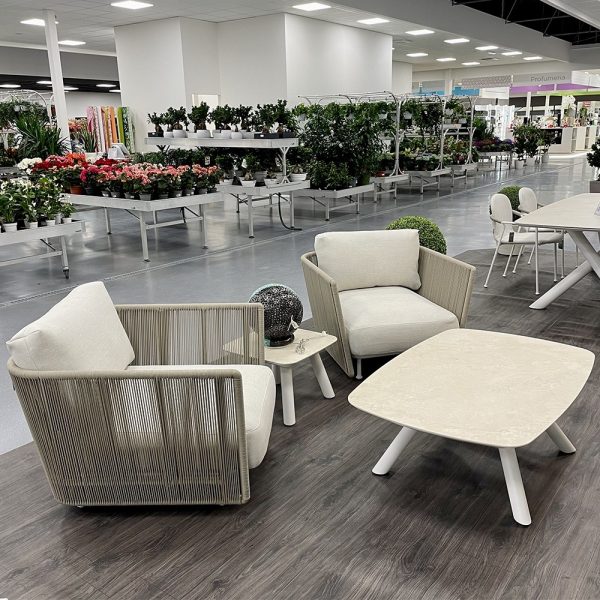 Salotto da Esterno Coral in Alluminio e Corda Talenti - Bianco - immagine 3