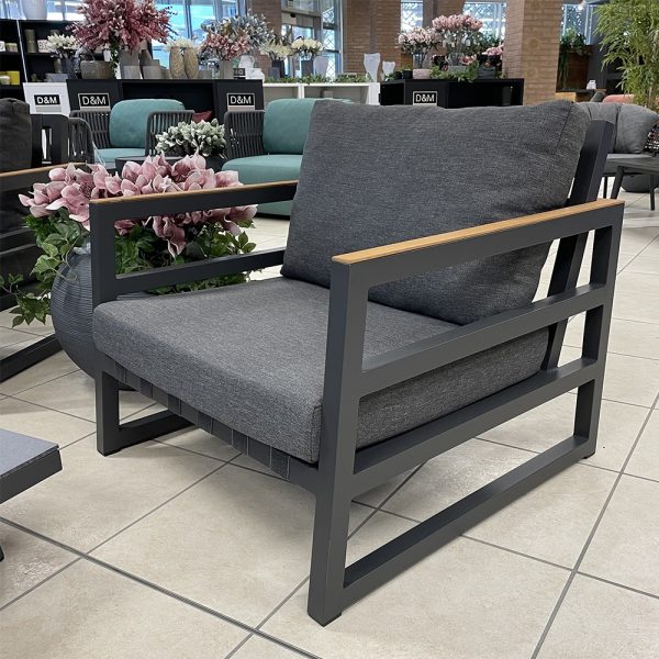Salotto da Esterno Alabama in Alluminio e Teak Talenti - Antracite - immagine 4