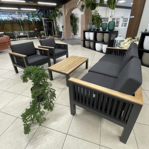 Salotto da Esterno Alaska in Alluminio e Teak Giardinia Outdoor - Antracite