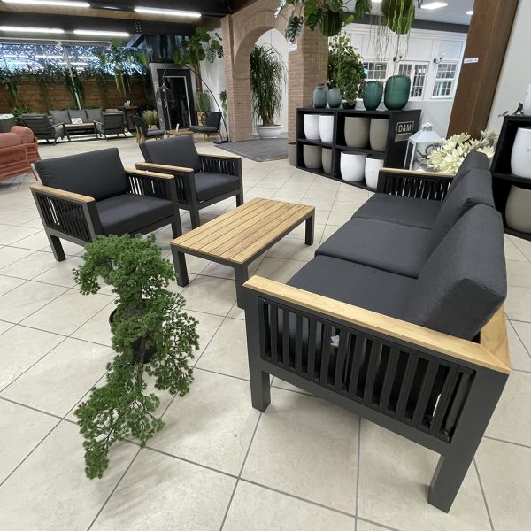 Salotto da Esterno Alaska in Alluminio e Teak Giardinia Outdoor - Antracite