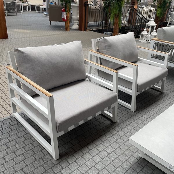 Salotto da Esterno Alabama in Alluminio e Teak Talenti - Bianco - immagine 5