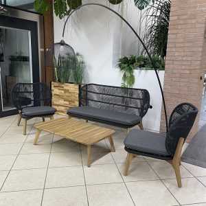 Salotto da Esterno Spoleto in Alluminio e Legno Giardinia Outdoor - Antracite