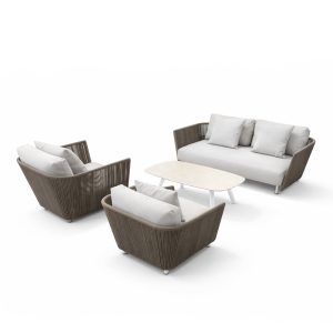 Salotto da Esterno Coral in Alluminio e Corda Talenti - Bianco