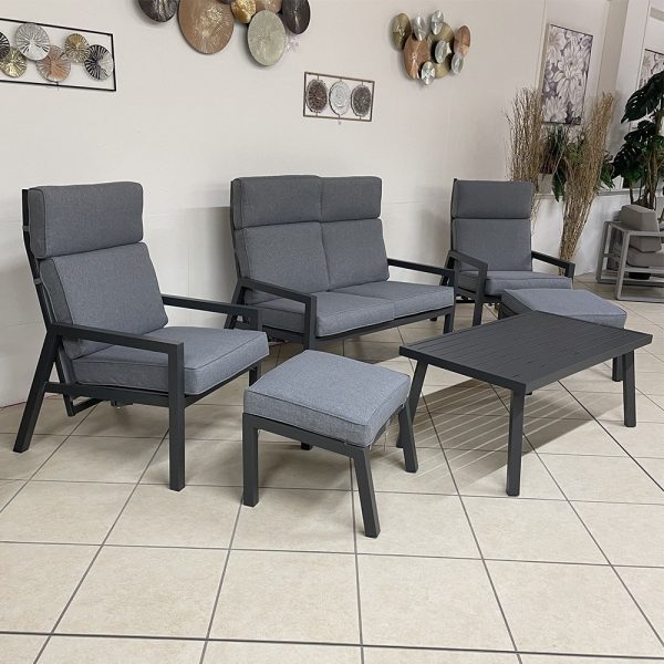 Salotto da Esterno Reclinabile Relax in Alluminio Giardinia Outdoor - Antracite - immagine 2