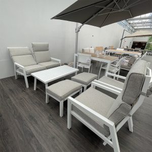 Salotto da Esterno Reclinabile Relax in Alluminio Giardinia Outdoor - Bianco