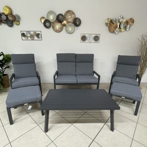 Salotto da Esterno Reclinabile Relax in Alluminio Giardinia Outdoor - Antracite