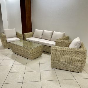 Salotto da Esterno Spagna in Rattan Sintetico Giardinia Outdoor - Natural