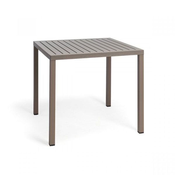 Tavolo Cube in Alluminio e Resina, 80 x 80 cm Nardi - Tortora