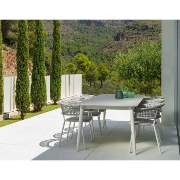 Sedia con Braccioli Moon in Alluminio e Corda Talenti - Bianco - immagine 2