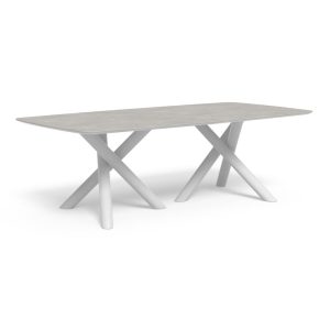 Tavolo Coral in Alluminio e Gres Porcellanato, 240 x 120 cm Talenti - Bianco