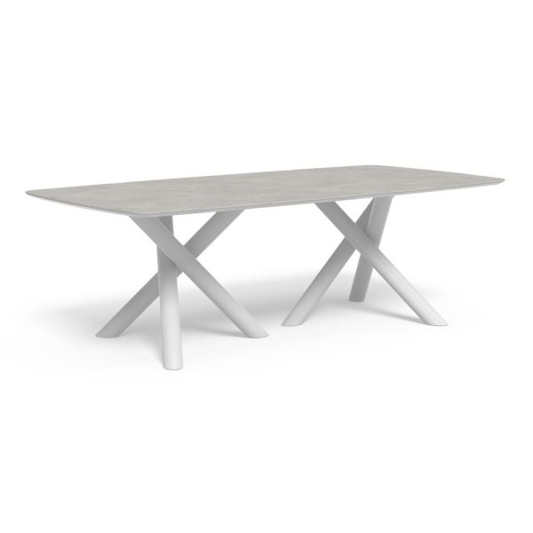 Tavolo Coral in Alluminio e Gres Porcellanato, 240 x 120 cm Talenti - Bianco