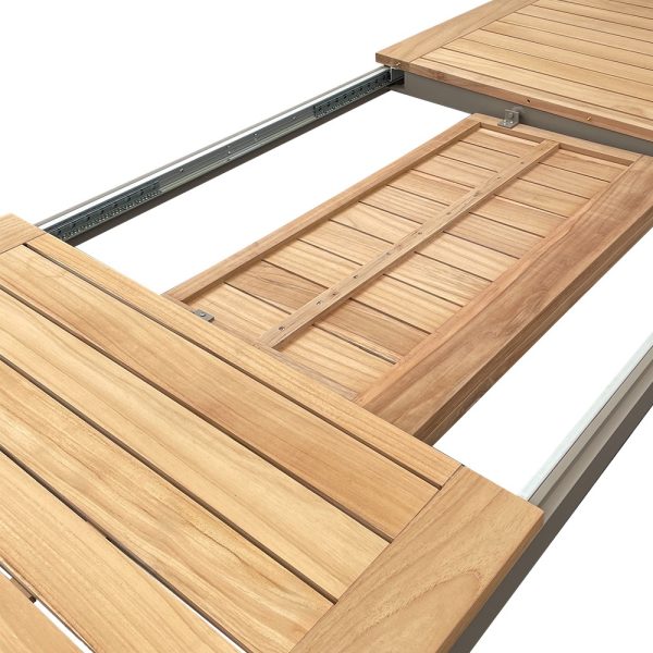 Tavolo Allungabile Taormina in Alluminio e Teak, 160/240 x 90 cm Giardinia Outdoor - Champagne - immagine 3
