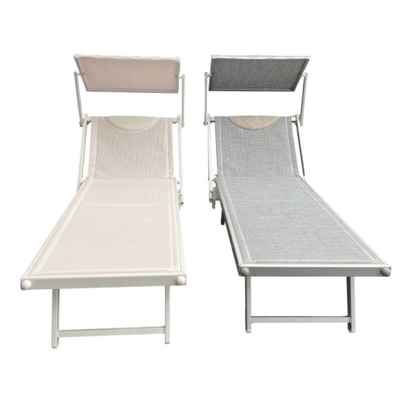 Lettino Prendisole Professionale Italia in Alluminio e Textilene Mv Outdoor