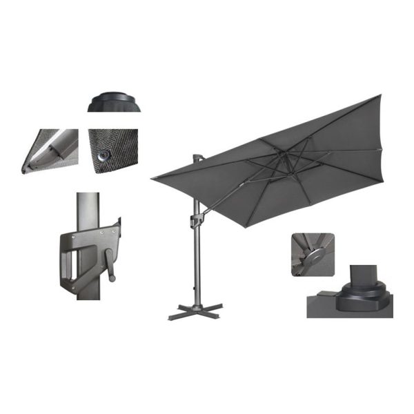 Ombrellone Retrattile Milano XXL in Alluminio, 400 x 400 cm Giardinia Outdoor - immagine 3