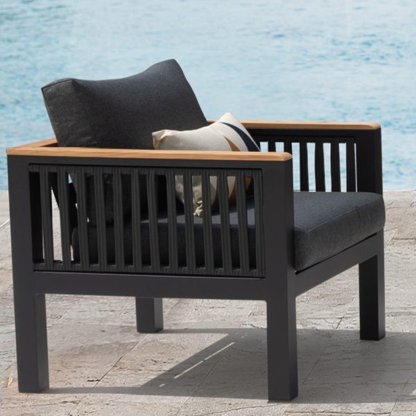Salotto da Esterno Alaska in Alluminio e Teak Giardinia Outdoor - Antracite - immagine 5