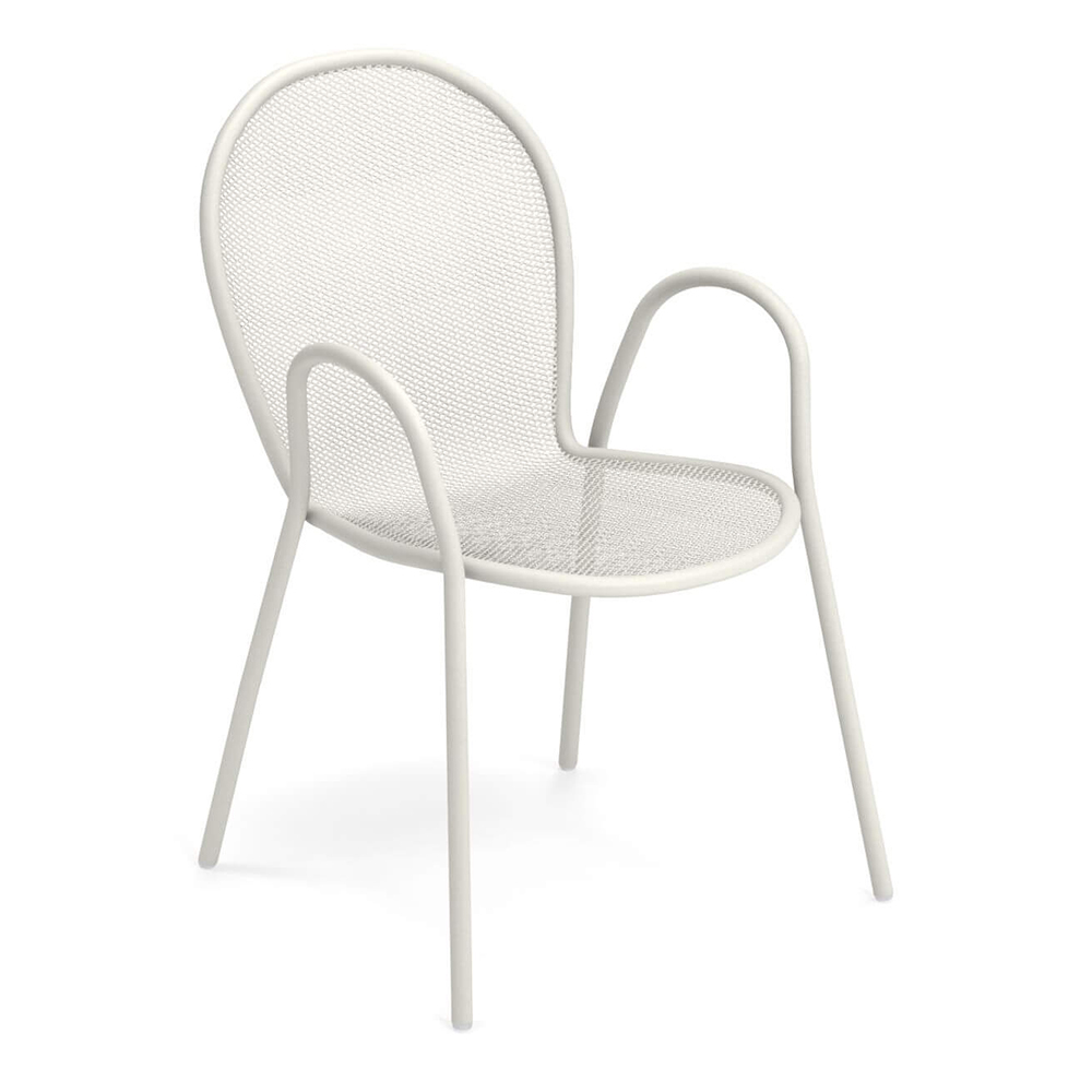 Sedia con Braccioli Impilabile Ronda in Acciaio Emu - Bianco