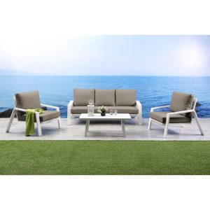 Salotto da Esterno Madrid in Alluminio Giardinia Outdoor - Bianco