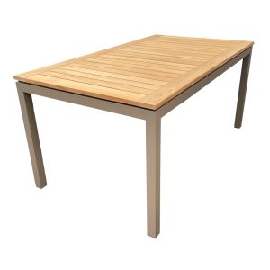 Tavolo Allungabile Taormina in Alluminio e Teak, 160/240 x 90 cm Giardinia Outdoor - Champagne