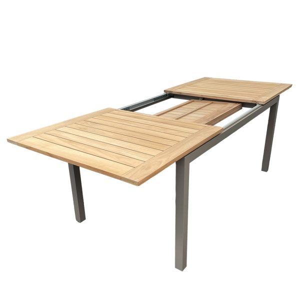 Tavolo Allungabile Taormina in Alluminio e Teak, 160/240 x 90 cm Giardinia Outdoor - Champagne - immagine 2