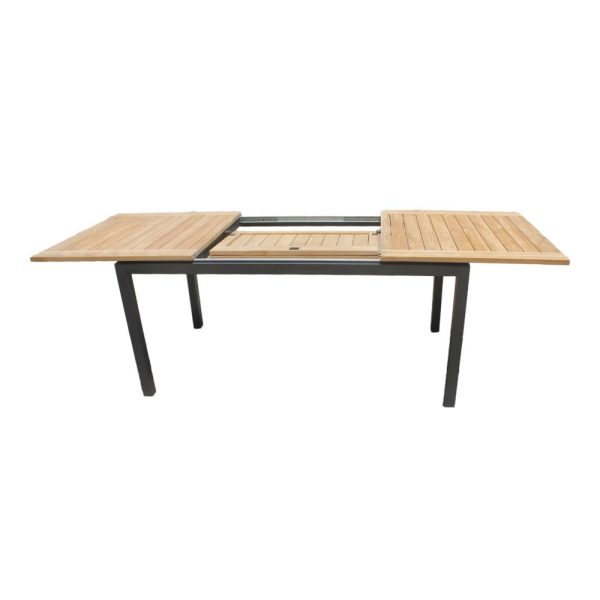 Tavolo Allungabile Taormina in Alluminio e Teak, 160/240 x 90 cm Giardinia Outdoor - Grafite - immagine 2