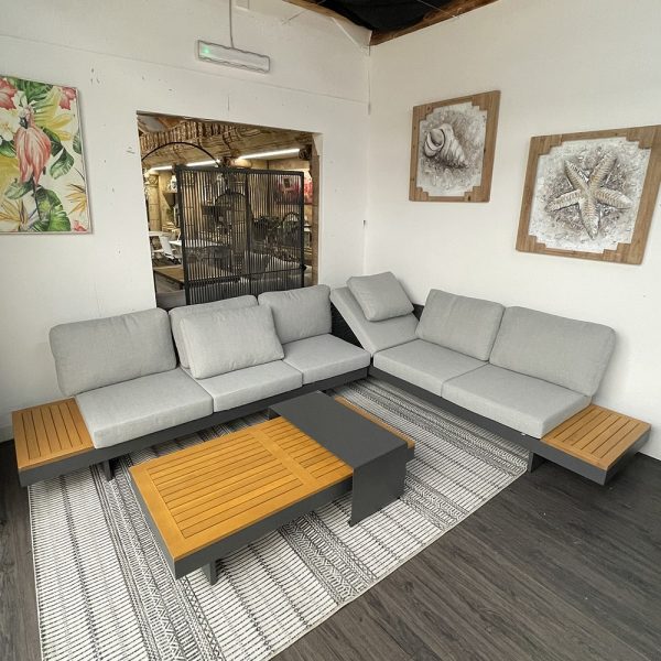 Salotto da Esterno Angolare Dolomiti in Alluminio Giardinia Outdoor - Antracite - immagine 2