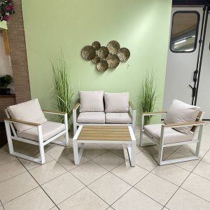 Salotto da Esterno Honduras in Alluminio e Polywood MV Outdoor - Bianco