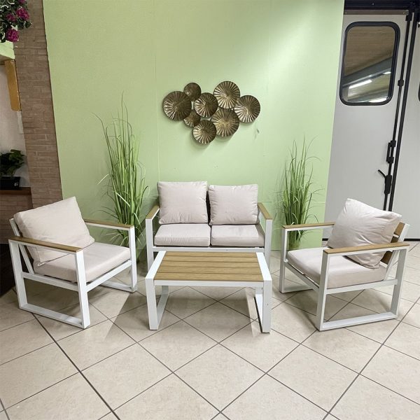 Salotto da Esterno Honduras in Alluminio e Polywood MV Outdoor - Bianco