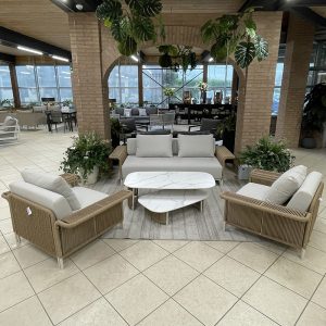 Salotto da Esterno Maui in Alluminio e Wicker Sintetico Giardinia Outdoor - Tortora
