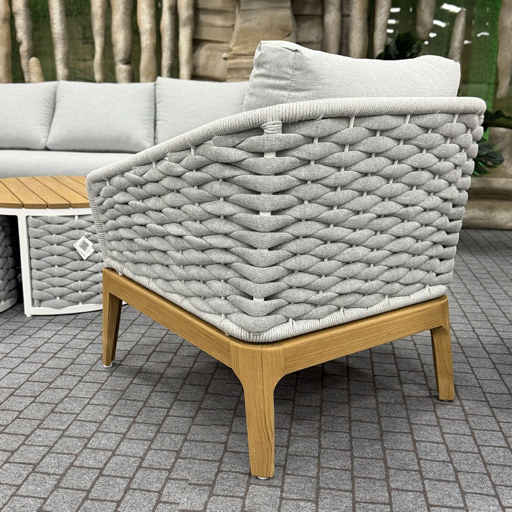 Salotto da Esterno Olbia in Alluminio e Teak Giardinia Outdoor - Grigio - immagine 3