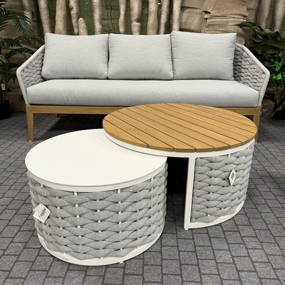 Salotto da Esterno Olbia in Alluminio e Teak Giardinia Outdoor - Grigio - immagine 2