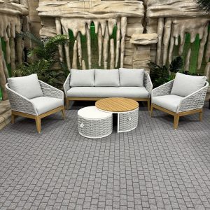 Salotto da Esterno Olbia  in Alluminio e Teak Giardinia Outdoor - Grigio